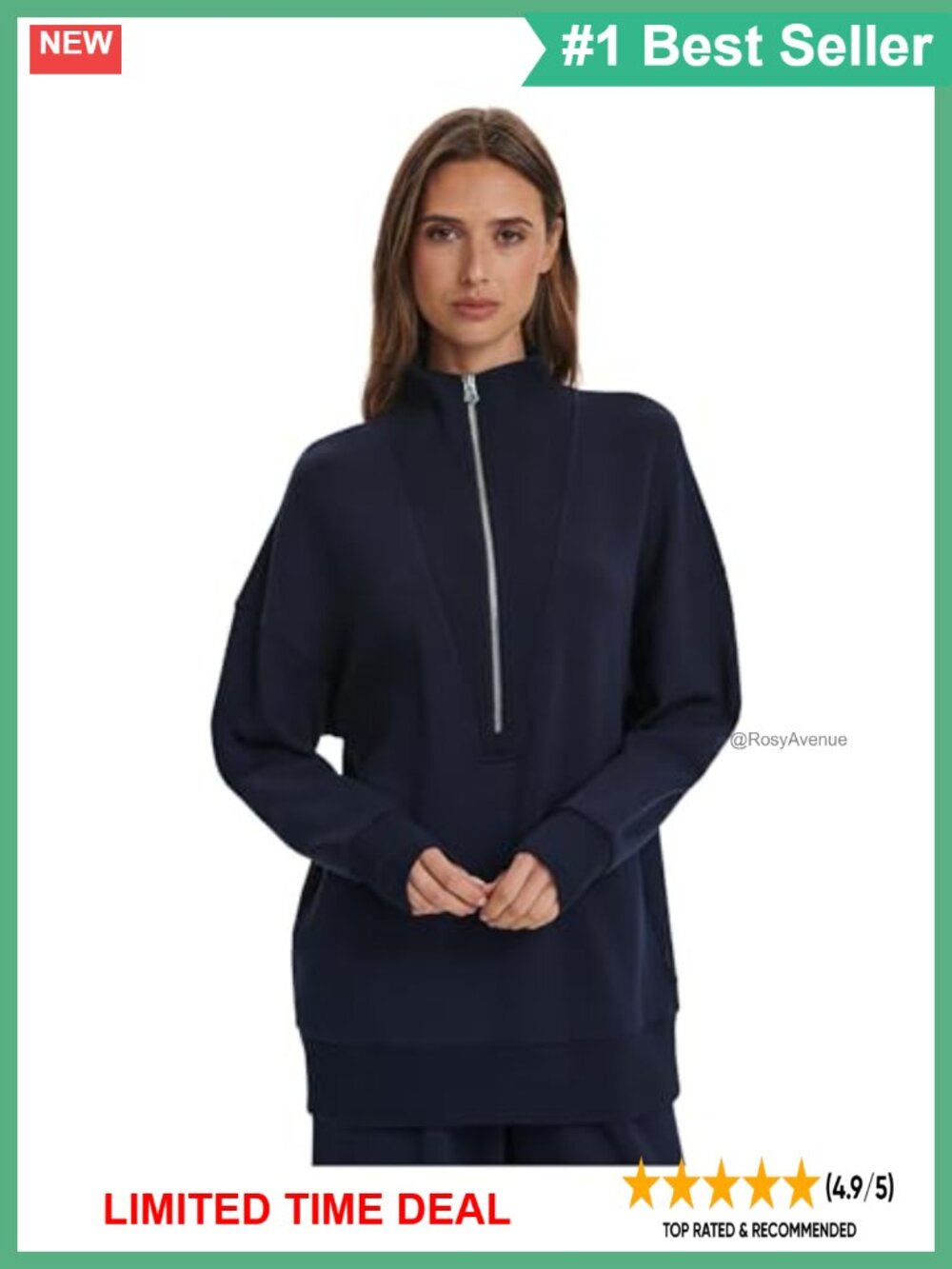 Varley Masie Longline Sweat Half-Zip Collared Relaxed Pullover